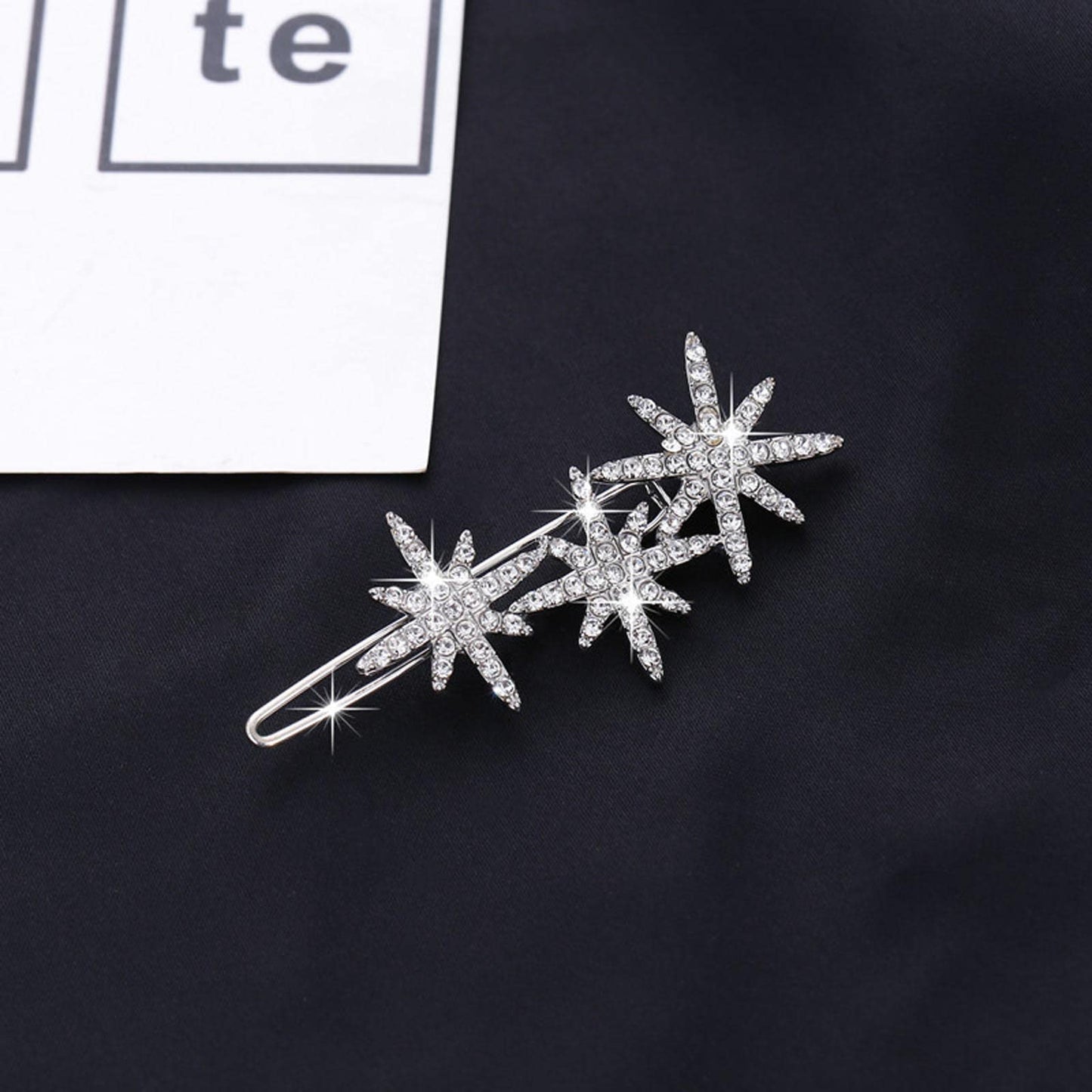 YienDoo Crystal Starburst Hair Clip Barrette Sparkling Rhinestone Cluster Stars Hairpin Headpieces Fashion Silver Bridal Hair Barrette Wedding Head