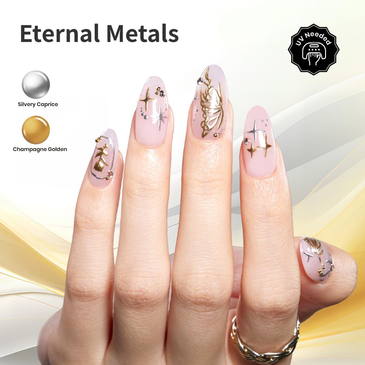 Beetles Metallic Gel Nail Polish Liner Set Silver Bronze Gold 2pcs Gel Liner Nail Art French Tip 3D High-Gloss Effect for Nails Paint Design Beauty and Personal Care beetles Gel Polish