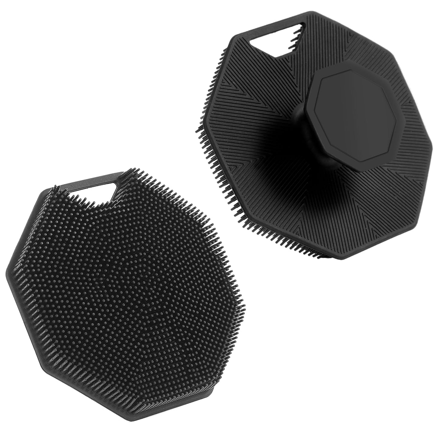 2Pack Silicone Body Scrubber, Qewro Body Buffer Exfoliating Brush with Silicone Loofah, Scalp Exfoliator Hair Shampoo Skin Cleaning Brush, Bath & Body