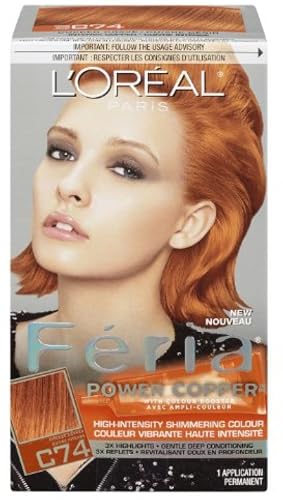 L'Oreal Paris Feria Power Copper High-Intensity Shimmering Colour, Intense Copper [C74] 1 ea (Pack of 3)