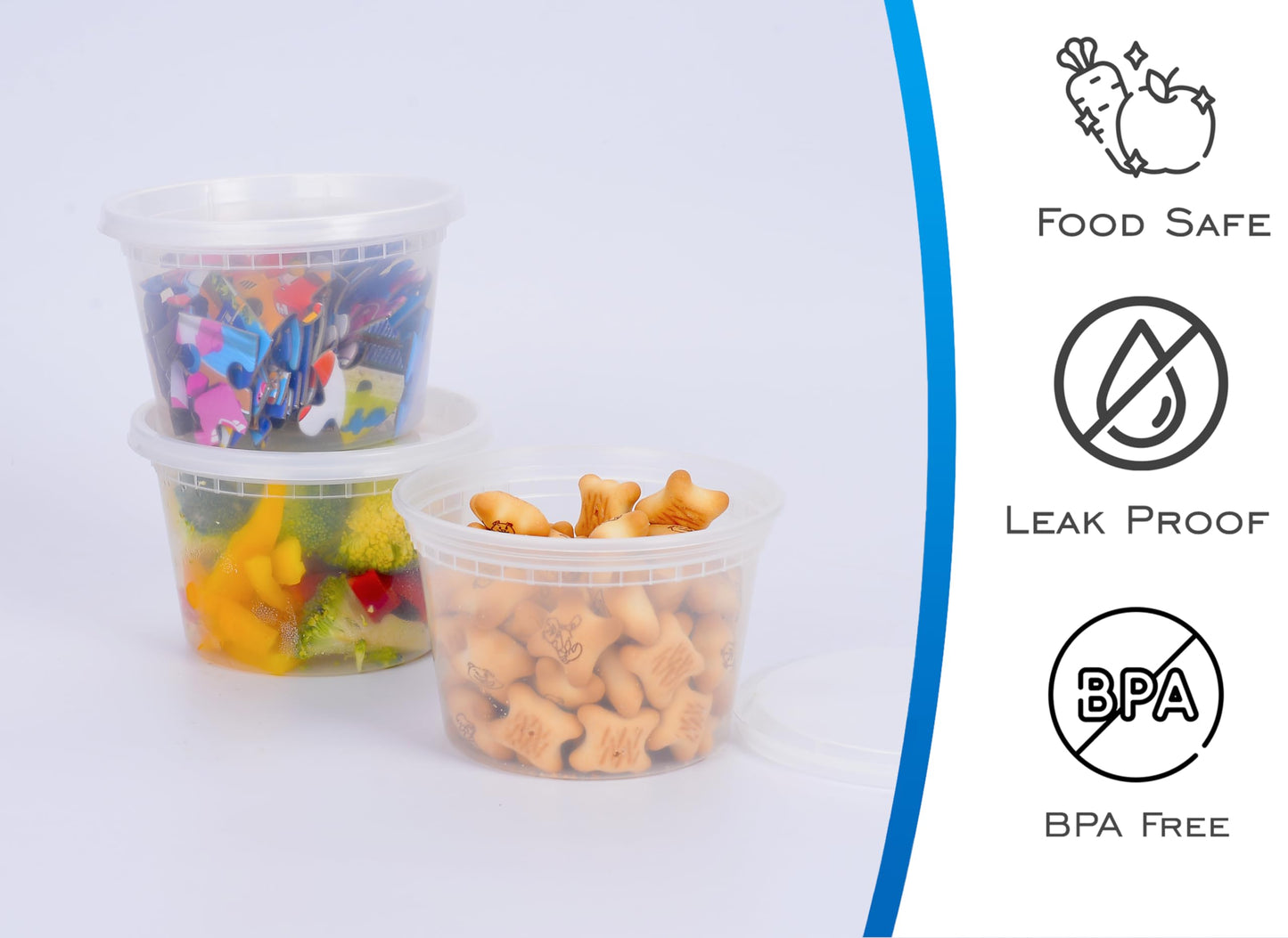 EDI [16 OZ, 25 Sets] Plastic Deli Food Storage Containers with Airtight Lids | Microwave-, Freezer-, Dishwasher-Safe | BPA Free | Heavy-Duty | Meal…