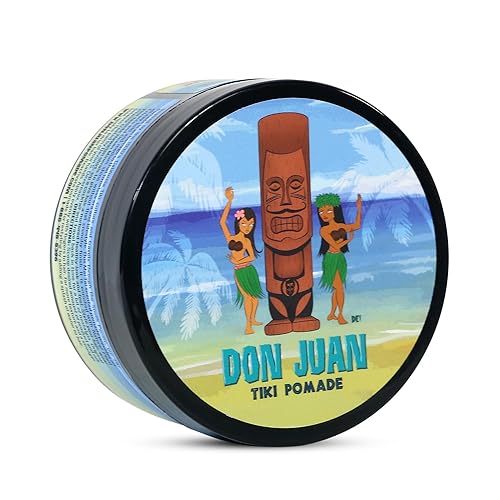 Don Juan Tiki Pomade | Water Based | High Hold | Medium Shine | Natural Plant Extracts and Ocean Minerals | Mai Tai Tropical Scent, 4 oz