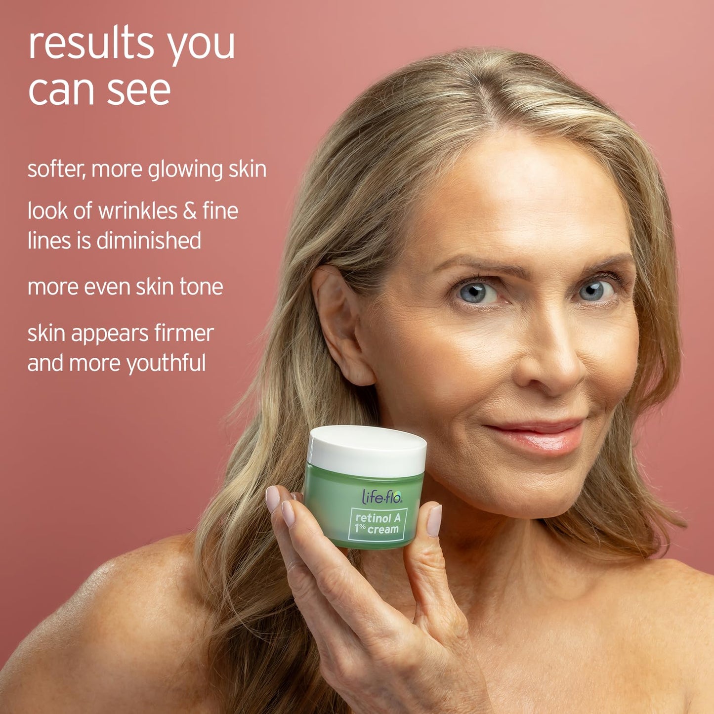 LIFE-FLO Retinol Face Cream - Face Moisturizer and Neck Cream w/ 1% Retinol Vitamin A, Green Tea and Vitamin E - Refines Skin, Minimizes Appearance