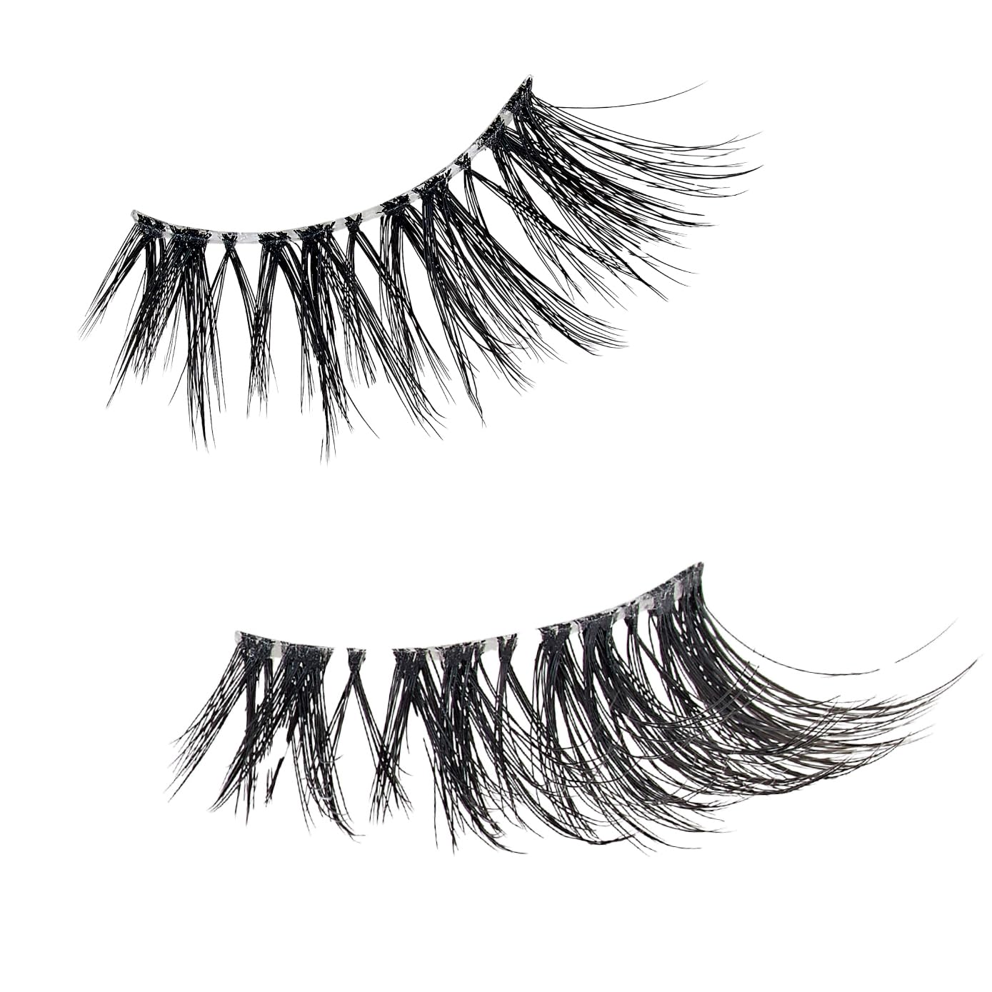 i-ENVY Half Lashes, Edge Fit False Eyelashes Natural Dramatic Look Wispy Cat Eye Clear Band Fluffy Volume Soft Strip Short Half Fake Eyelashes Light