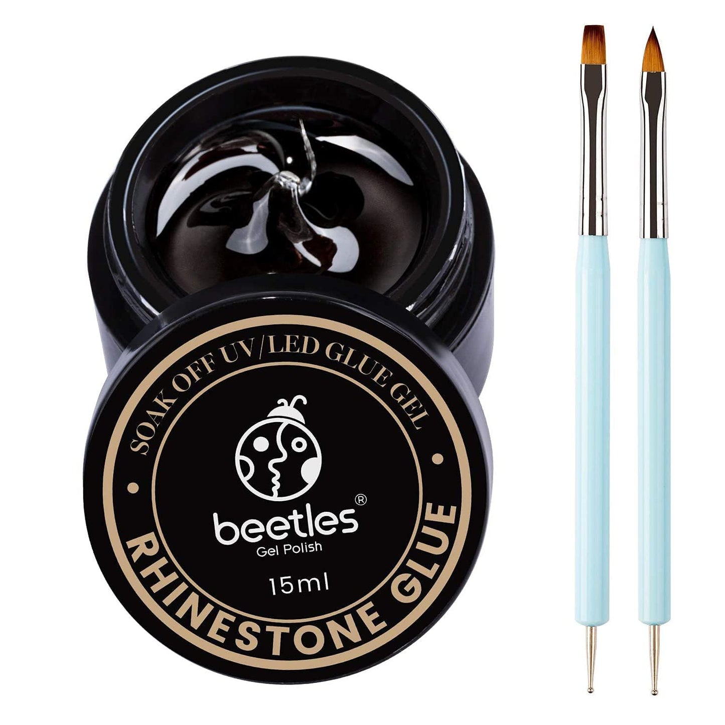 Beetles Rhinestone Glue for Nails with 2 Dual Purpose Brush Pen, 1Pcs 15ml Beauty and Personal Care beetles Gel Polish Default Title