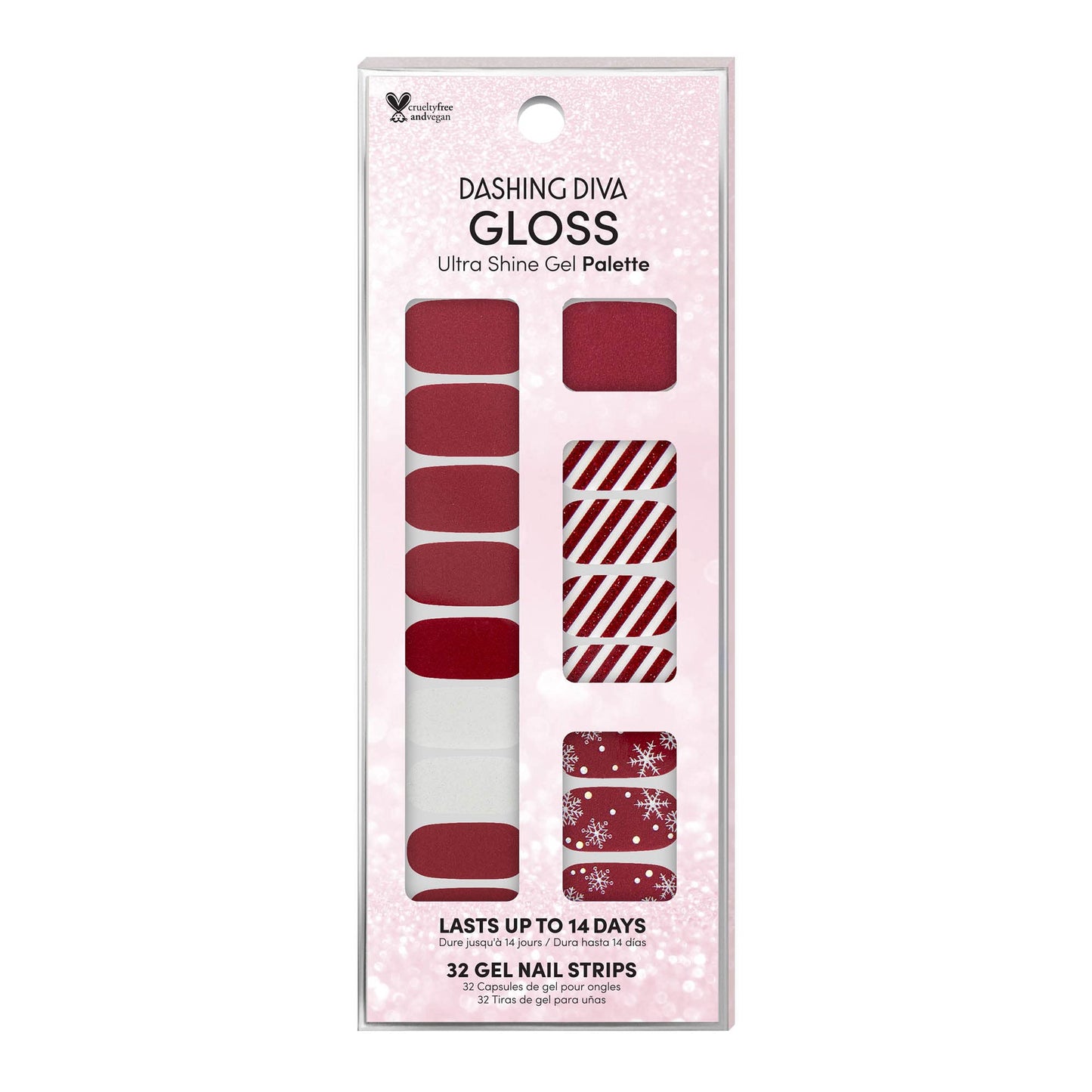 Dashing Diva Gloss Holiday Nail Strips - Peppermint Marvel | UV Free, Chip Resistant, Long Lasting Gel Nail Stickers | 32 Wraps, 1 Prep Pad, 1 Nail Beauty & Personal Care Dashing Diva