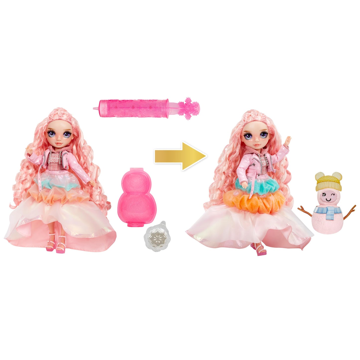 Rainbow High Winter Wonderland Bella - Pink 11” Fashion Doll with Magic Snow Hidden in Fashion That Puffs Up with Water, and Snowman Kit, Great Gift…