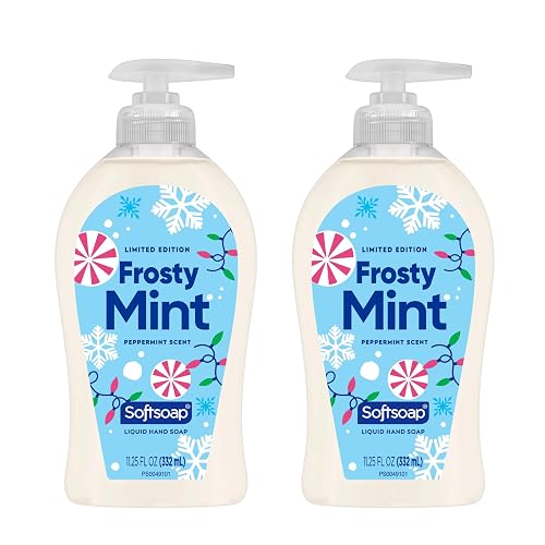 Softsoap Limited Edition Frosty Mint Peppermint Scented Liquid Hand Soap, 11.25 Fl Oz, 2 Pack, Winter Holiday Design