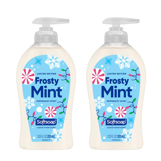 Softsoap Limited Edition Frosty Mint Peppermint Scented Liquid Hand Soap, 11.25 Fl Oz, 2 Pack, Winter Holiday Design