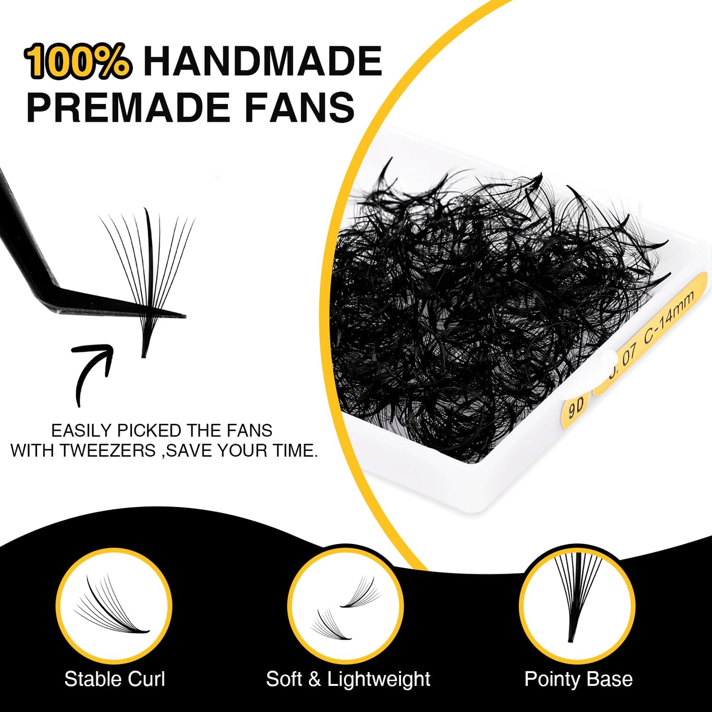 500 Wispy Promade Fans 7D 0.07 Wispy Premade Lash Fans C Curl Loose Premade Fans Lash Extensions 14mm Handmade Spiky Volume Promade Eyelash Fans Beauty and Personal Care Kolybel
