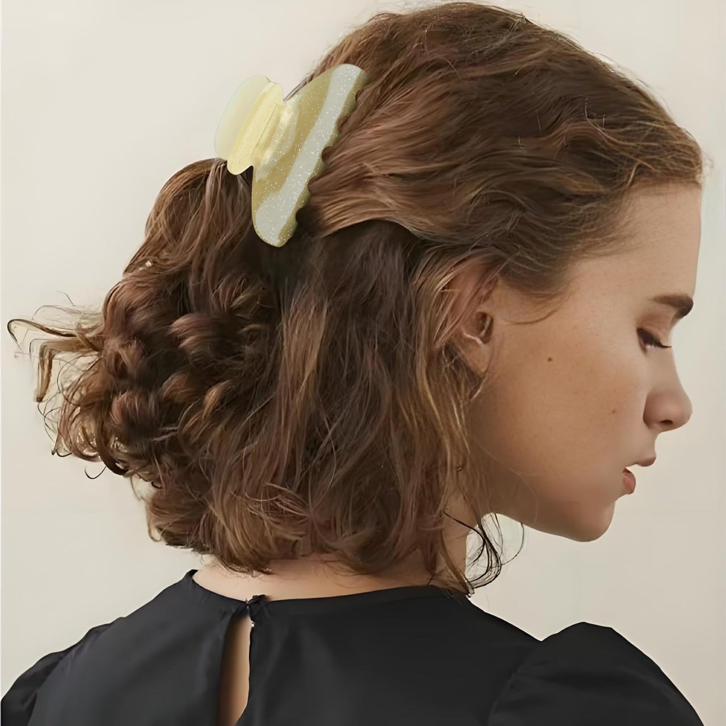 MAORULU Medium Cute Acetate Hair Claw Clips for Women Girls, 3 Inch Glitter Claw Clips for Thin & Medium Thick Hair, Durable French Banana Clip Beauty and Personal Care MAORULU