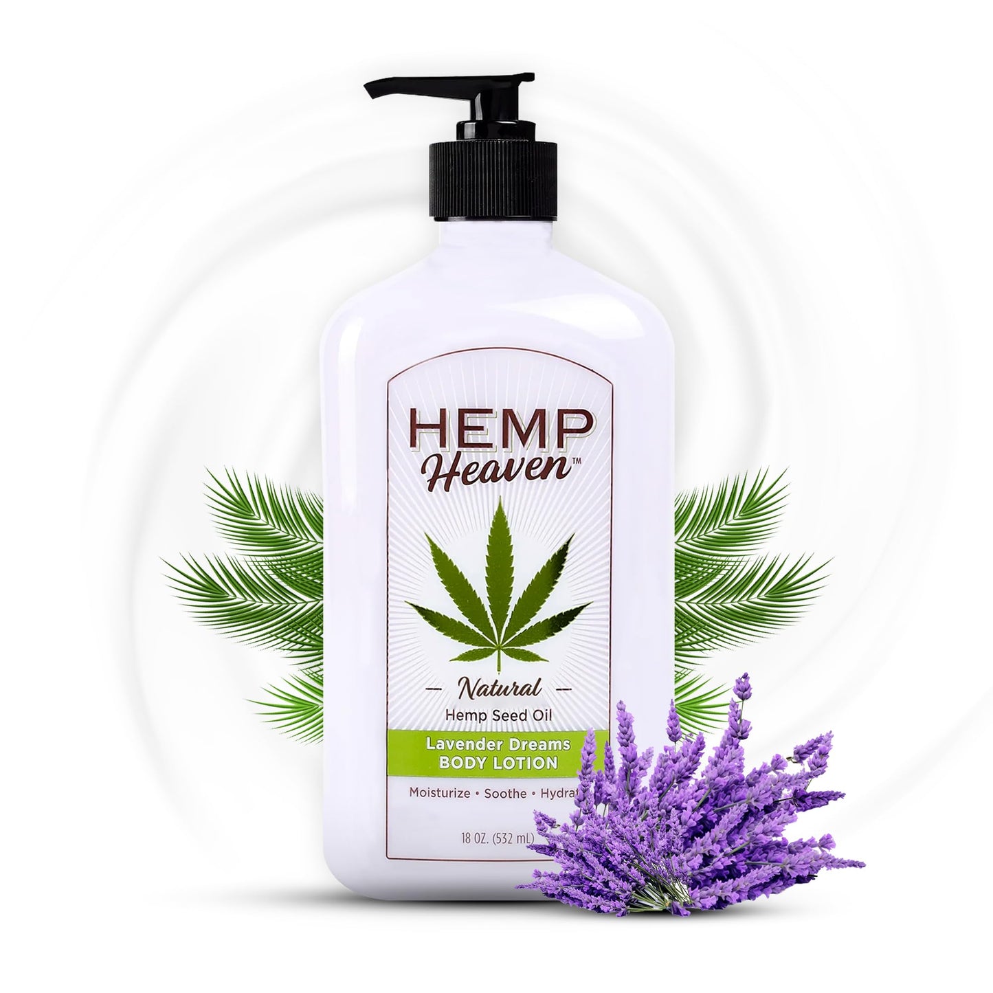 Hemp Heaven Hemp Lotion - Natural Hemp Seed Oil, Paraben-Free, 18 oz, Made in USA, Nourishing for Men & Women, EWG Verified, Anti-Aging (Lavender)