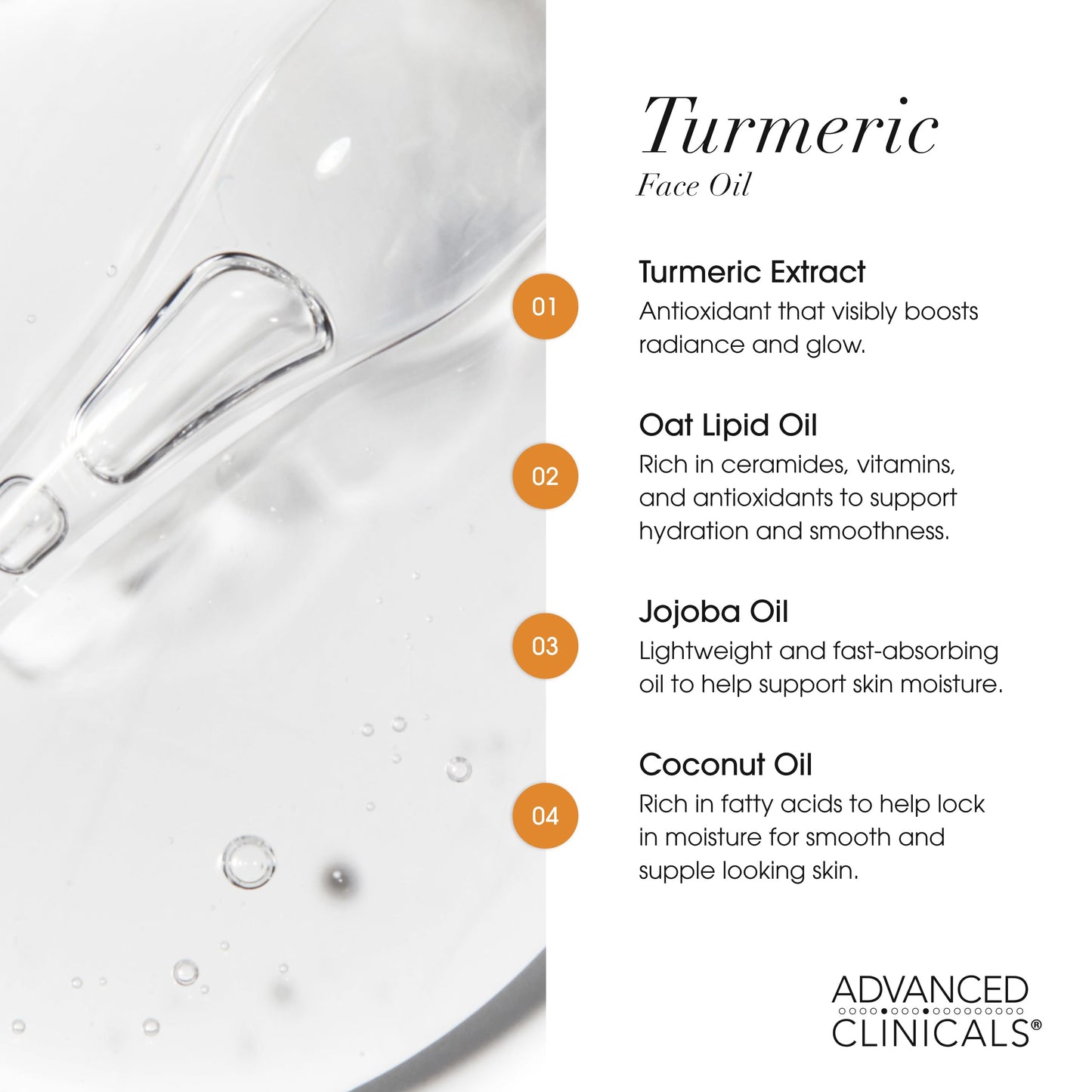 Advanced Clinicals Turmeric Oil Serum For Face | Facial Skin Care Serum With Jojoba + Coconut Oil To Improve Appearance Of Dark Spots & Uneven Skin