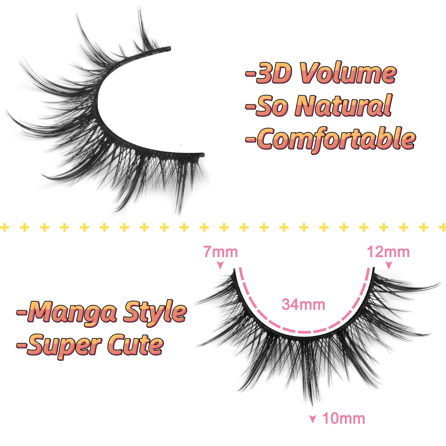 Manga Lashes Natural Look False Eyelashes Anime Lashes Mink Wispy Fluffy Spiky 3D Volume Eyelashes Pack Korean Japanese Asian Cosplay Fake Eyelashes Beauty and Personal Care EYDEVRO