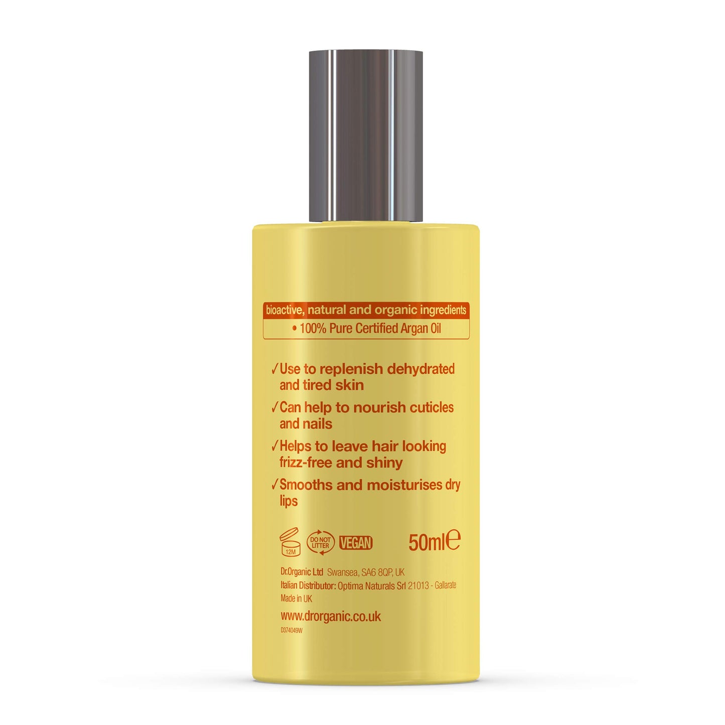 DR ORGANIC Moroccan Argan Oil 100% Pure Oil, Replenishing, For Hair, Skin & Nails, Mens, Womens, Natural, Vegan, Cruelty-Free, Paraben & SLS-Free