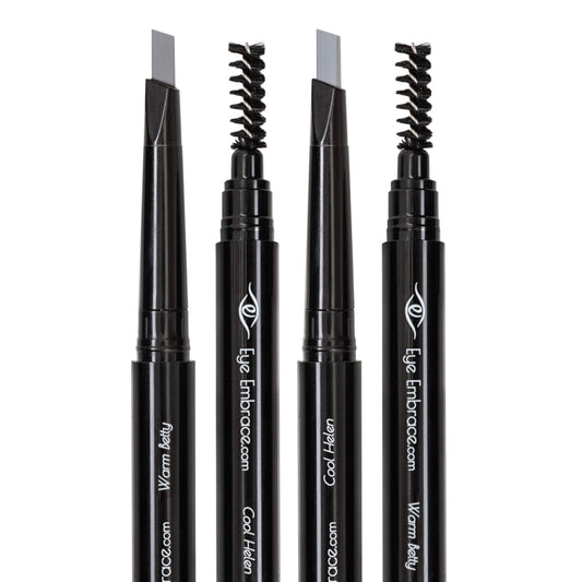 Eye Embrace Light Gray Eyebrow Pencils: Warm Betty & Cool Helen 2 Pack Bundle - Waterproof, Double-Ended Automatic Angled Tip & Spoolie Brush Beauty & Personal Care Eye Embrace