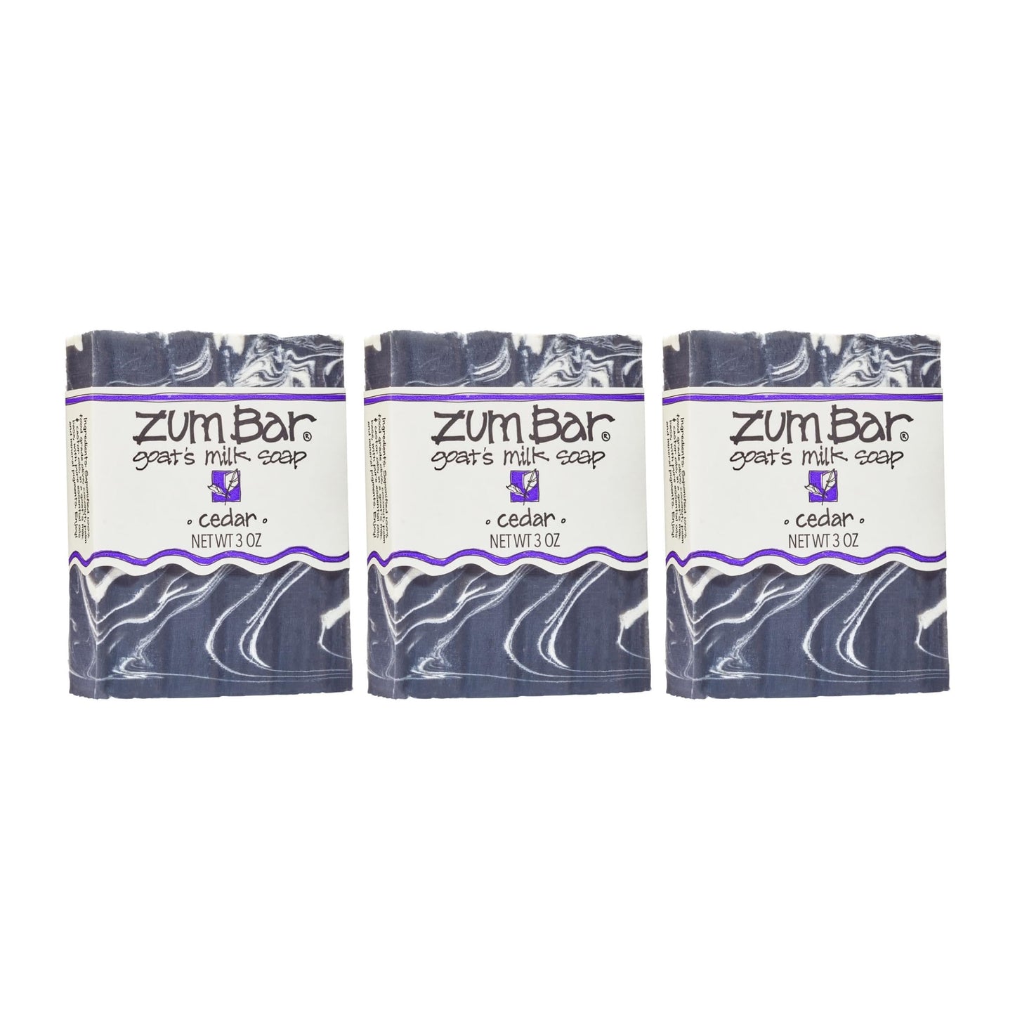 Zum Indigo Wild Goat's Milk Soap Bar - Bar Soap for Hands & Body Made with Essential Oils - 3 oz - Cedar (3 Pack)