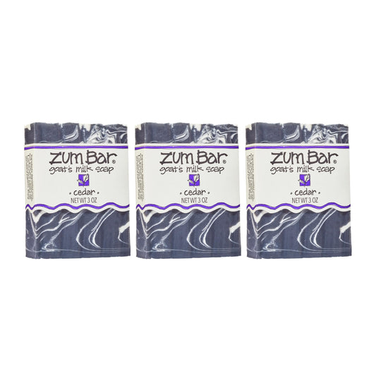 Zum Indigo Wild Goat's Milk Soap Bar - Bar Soap for Hands & Body Made with Essential Oils - 3 oz - Cedar (3 Pack)