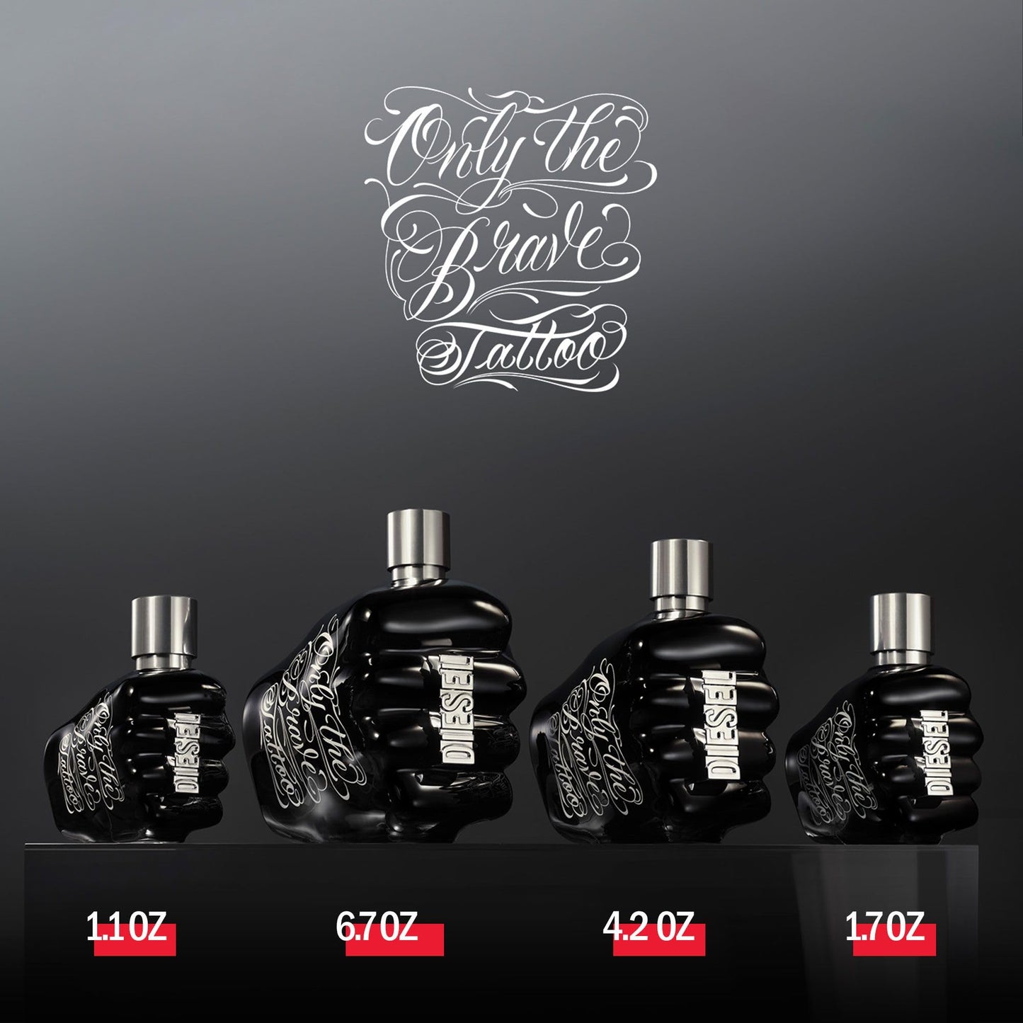 Diesel Only The Brave Tattoo, Eau de Toilette for Men, Woody Scent With Notes of Citrus, Sage, Pepper & Tobacco, 4.2 Fl. Oz.