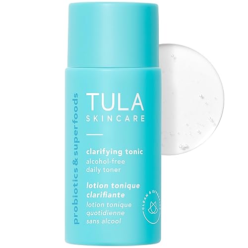 TULA Skin Care Mini Clarifying Tonic Alcohol-Free Daily Toner - Travel Face Toner to Gently Exfoliate and Tighten Pores, Contains Witch Hazel