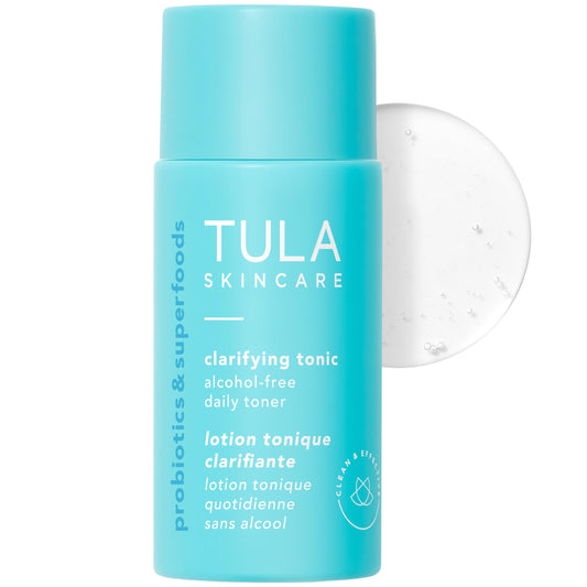 TULA Skin Care Mini Clarifying Tonic Alcohol-Free Daily Toner - Travel Face Toner to Gently Exfoliate and Tighten Pores, Contains Witch Hazel