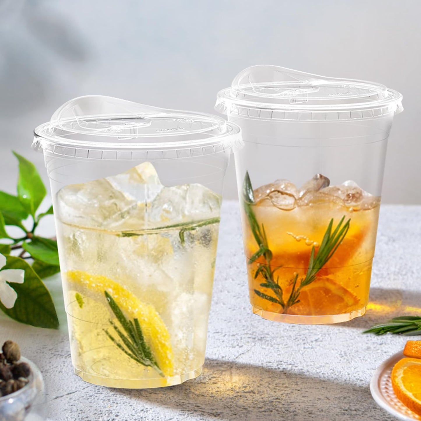 Dealusy 100-Pack 16oz Clear Plastic Cups with Sip Lids – Sturdy, Food-Safe Disposable Cups for Iced Coffee, Smoothies & Cold Drinks