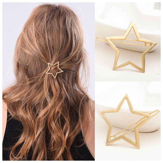 Yheakne Vintage Star Hair Clip Barrette Gold Hair Barrette Pin Metal Hair Clamp Half Bun Holder Clips Decorative Hair Accessories for Women and Girls
