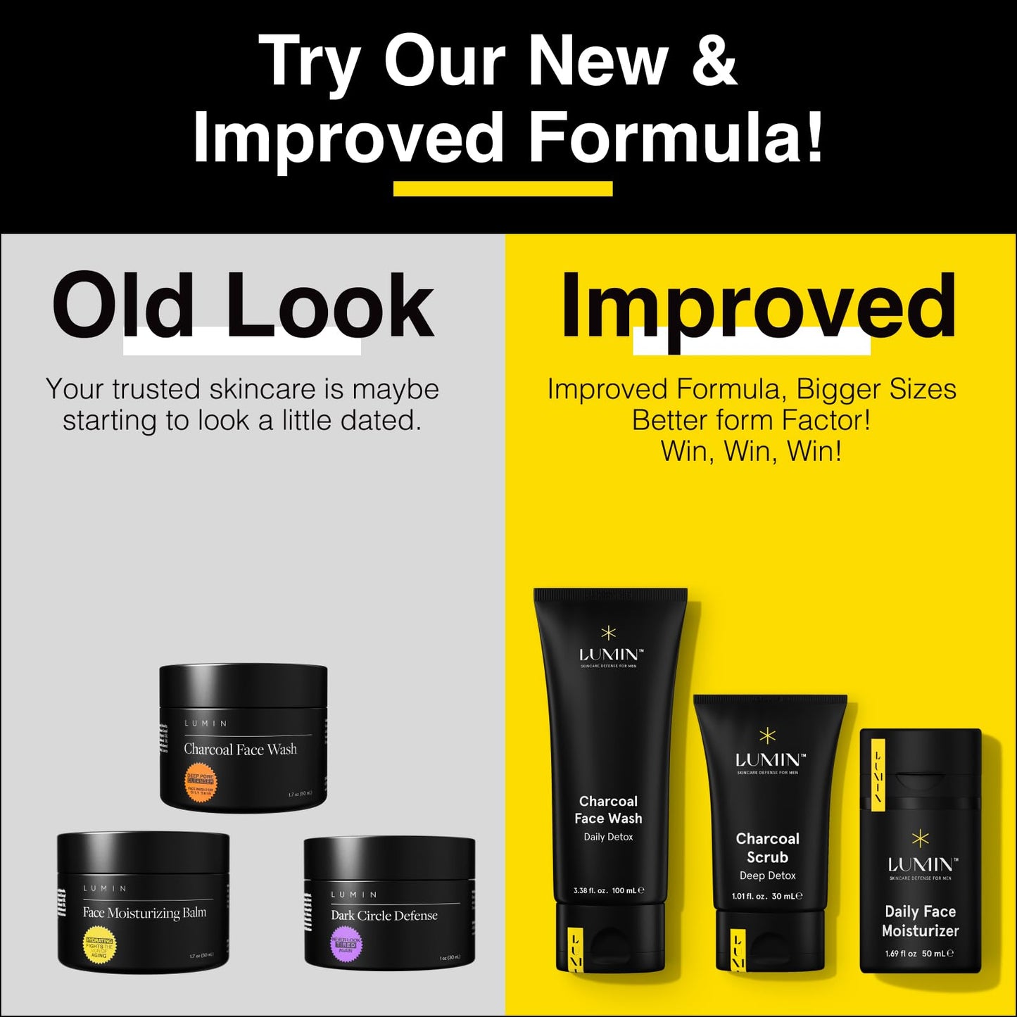 Lumin Charcoal Face Wash for Men - Daily Detox Cleanser, Hydrating Face Wash, Gently Removes Dirt & Oil, Unclogs Pores, Exfoliates, Refreshing