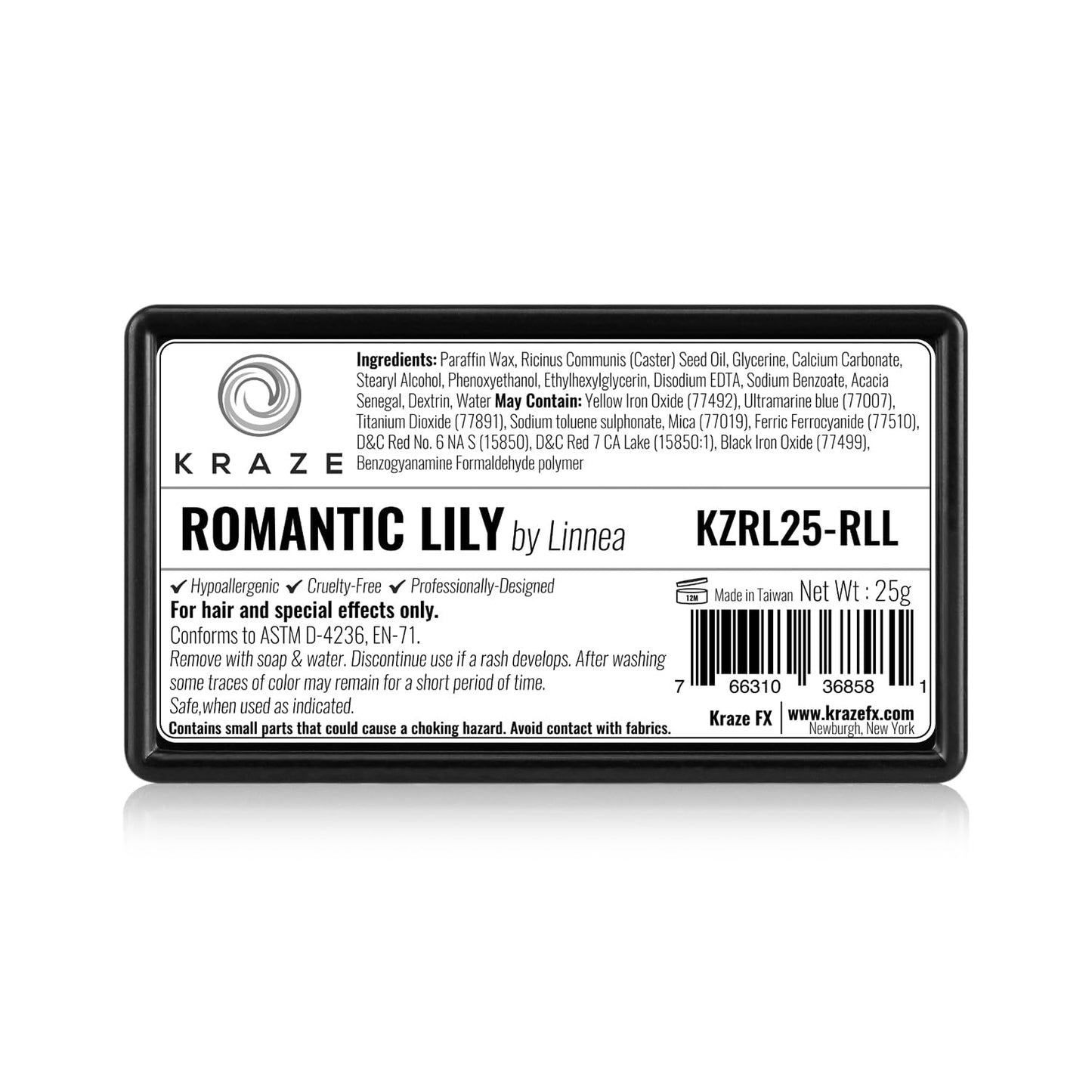 Kraze FX Dome Stroke - Romantic Lily by Linnea (25 gm), Professional 1-Stroke Split Cake, Hypoallergenic, Non-Toxic, Water Activated Face & Body