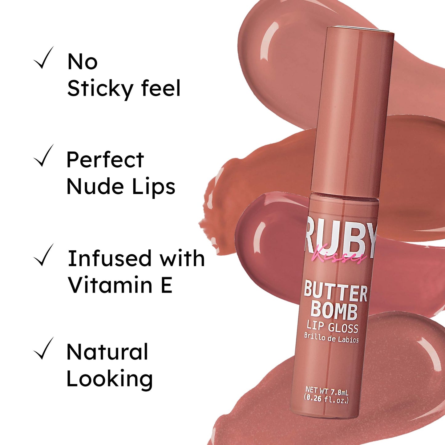 Ruby Kisses Butter Bomb Lip Gloss, High-Shine Non-Sticky Hydrating Plumping