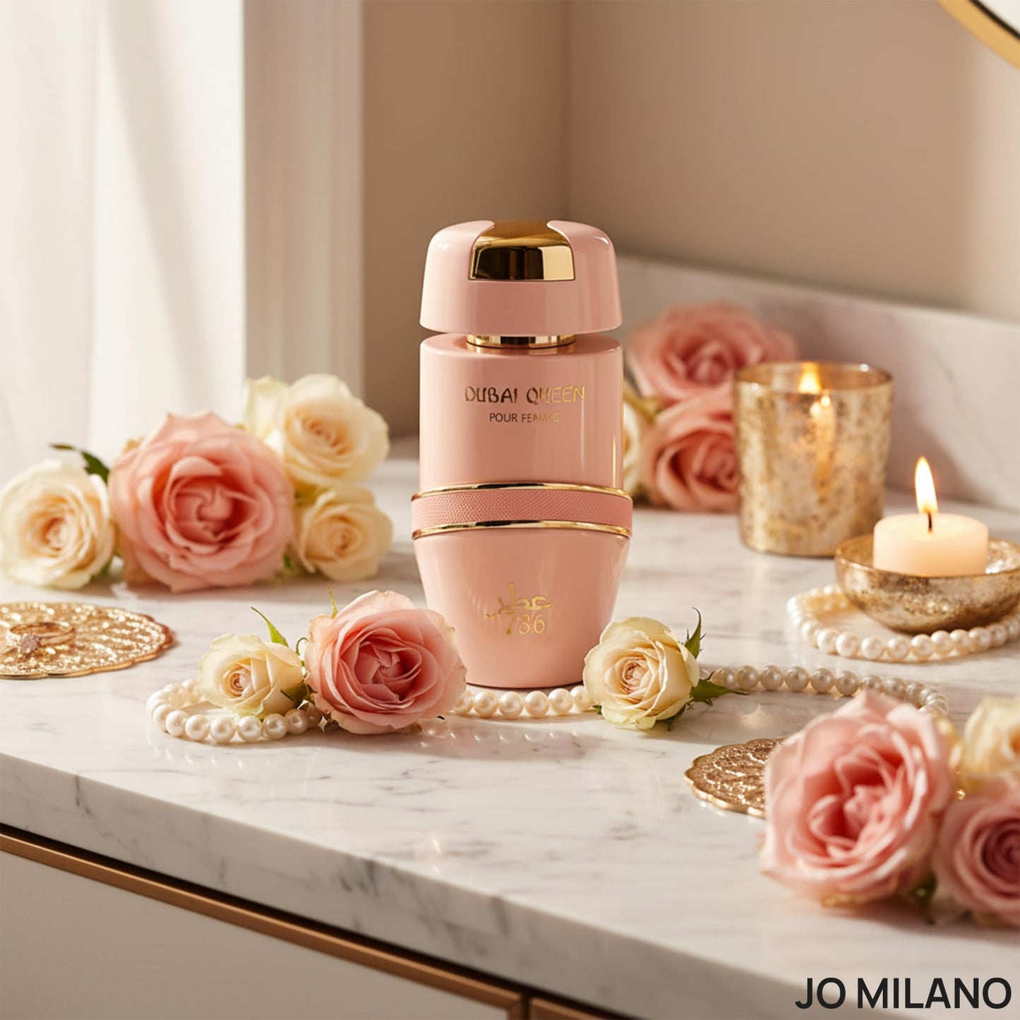 Jo Milano Dubai Queen Eau De Parfum Spray | 3.4 oz (100ml) | Sweet, Vanilla, Powdery, Fruity, Musk, Floral Scent | Long Lasting Fragrance for Women