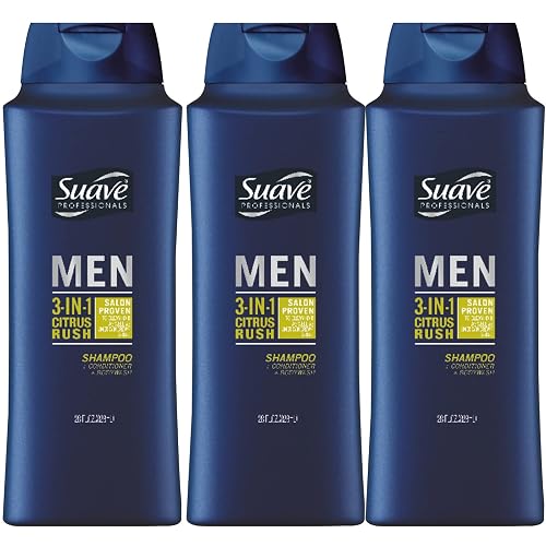 Suave Men 3 in 1 Shampoo Conditioner and Body Wash Citrus Rush 28 oz (Pack of 3)