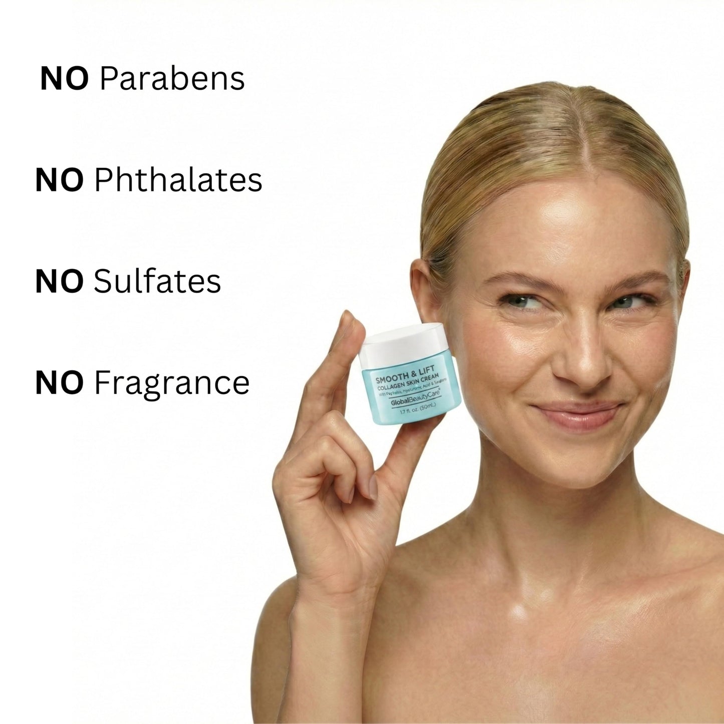 Global Beauty Care Smooth & Lift Collagen Skin Cream - Hydrating Face Moisturizer to Support Skin Elasticity with Peptides, Hyaluronic Acid, Squalane