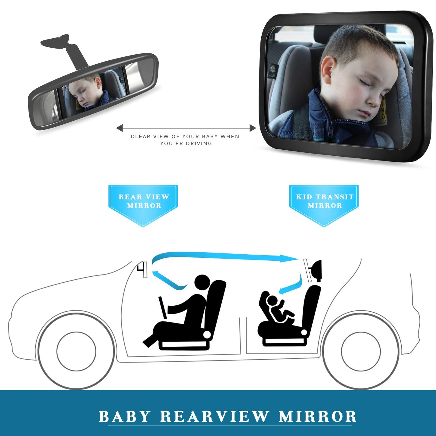 Baby Car Mirror, DARVIQS Car Seat Mirror, Safely Monitor Infant Child in Rear Facing Cars Seat, Wide View Shatterproof Adjustable Acrylic 360°for…