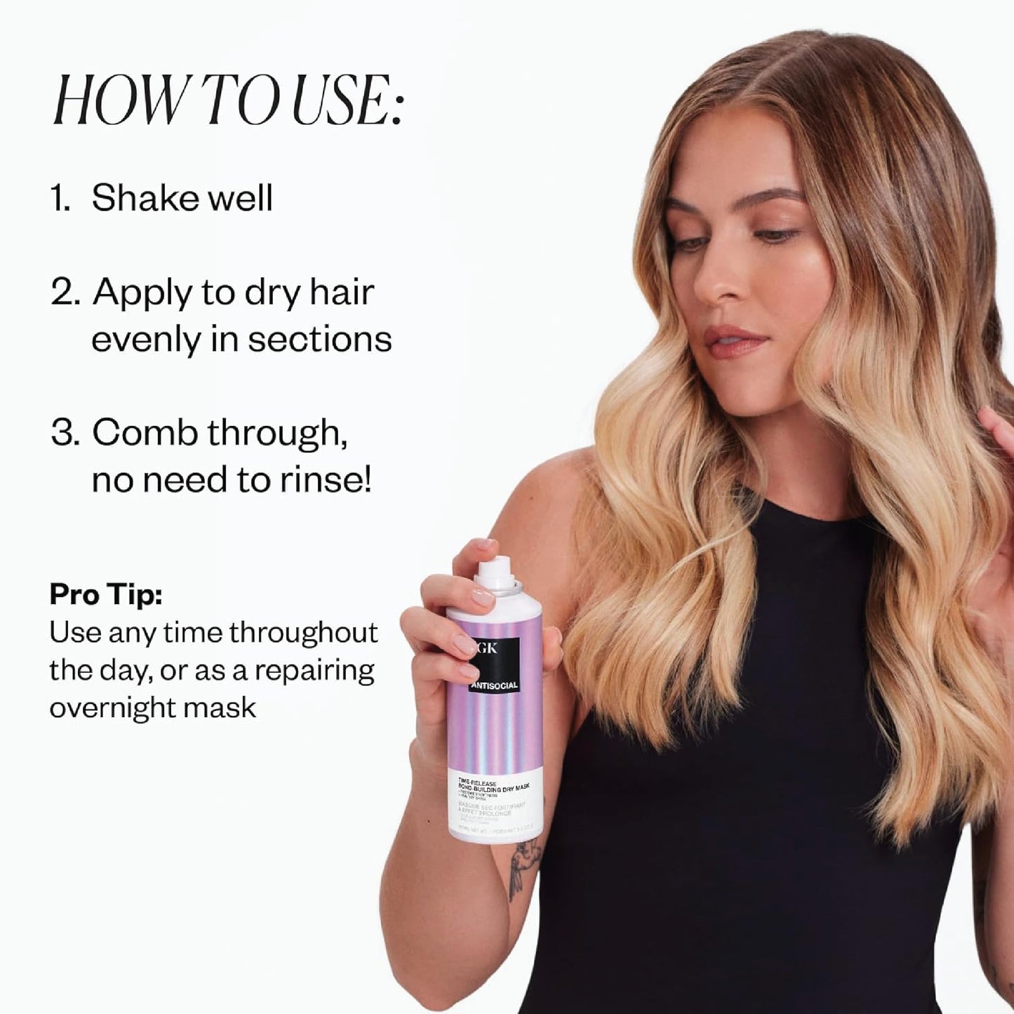 IGK Hair Treatment Travel Size Set | Antisocial Dry Hair Mask + Good Behavior Spirulina Spray | Overnight Bond-Building + Keratin Like Smoothing