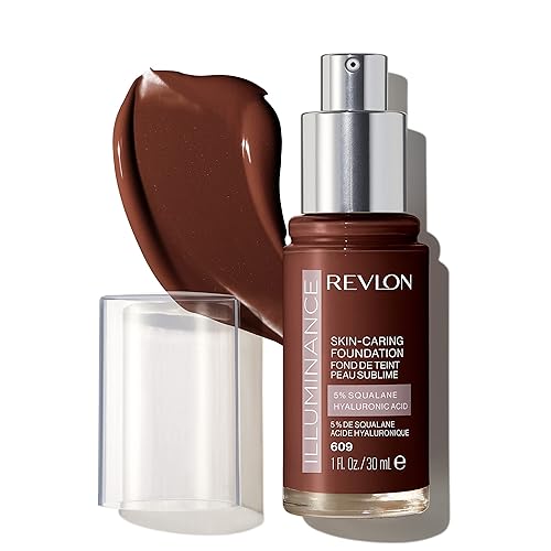 Revlon Illuminance Skin-Caring Liquid Foundation, Hyaluronic Acid, Hydrating and Nourishing Formula with Medium Coverage, 609 Sienna, 1 fl oz