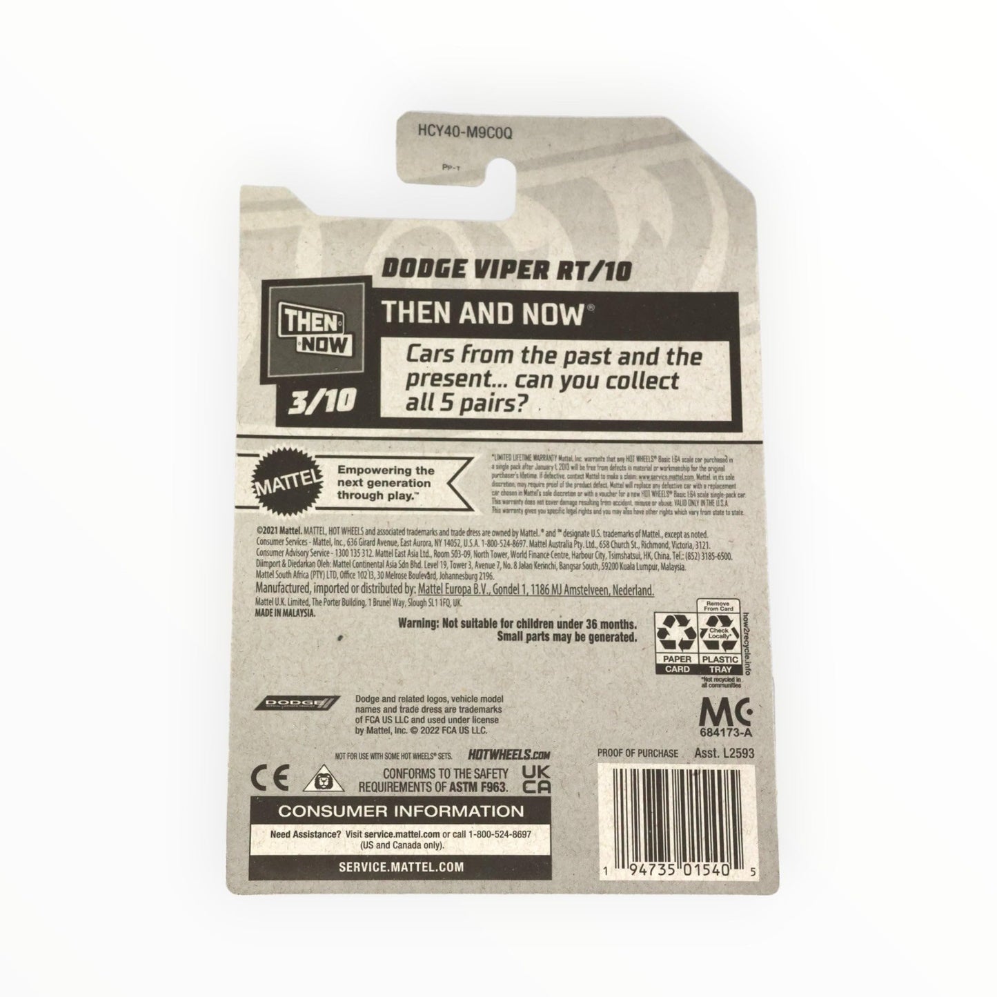 Hot Wheels Zamac Dodge Viper RT/10, Then and Now 3/10