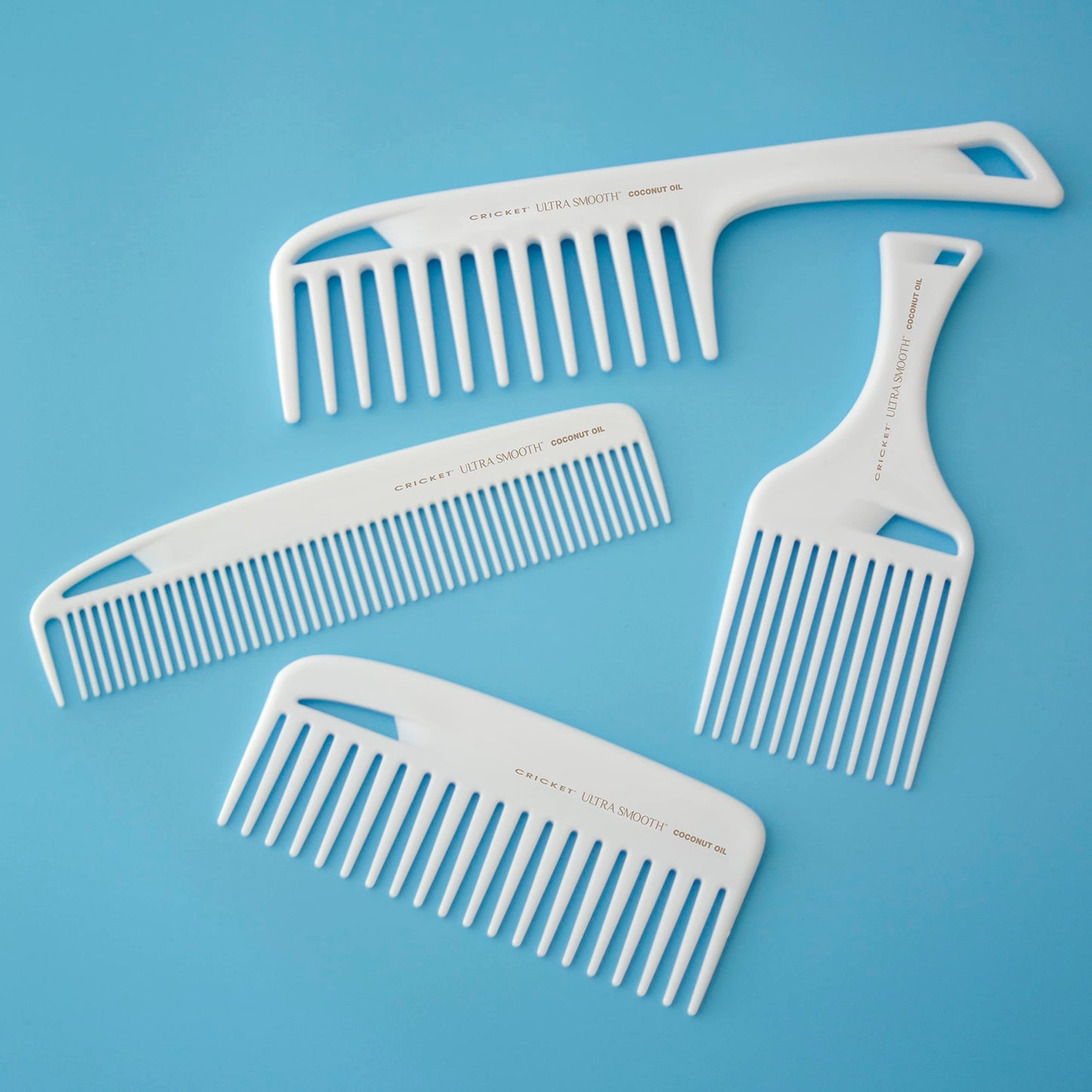 Cricket Ultra Smooth Coconut Hair Pick Comb - Infused with Coconut Oil & Keratin for Frizz-Free Shine and Volume, Ideal for Curly, Thick, and Textured