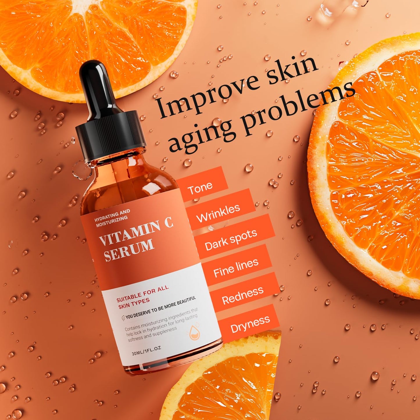 Vitamin C Serum For Face-Anti Aging & Wrinkle Facial Serum With Vitamin C,Sodium Hyaluronate,Vitamin E And More,Skin Brightening Serum For Dark