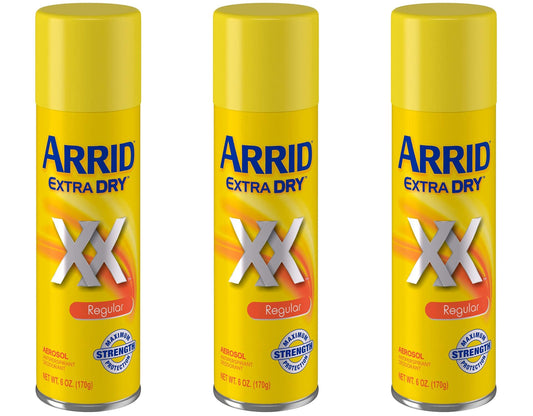 Arrid Extra Dry Aerosol Antiperspirant Deodorant for Underarm Odor and Wetness Protection, Maximum Strength Protection, Regular Scent, 6 Ounce (Pack Beauty and Personal Care Arrid