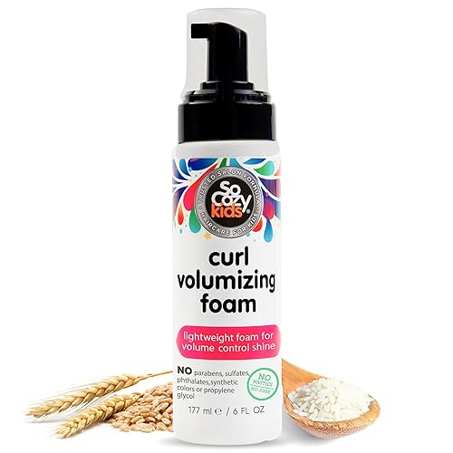 SoCozy Hair Mousse for Kids, Curl Volumizing Foam Mousse for Curly Hair (6 Fl Oz) Enhances Shine & Volume, Gentle Formula with Panthenol, Hydrolyzed