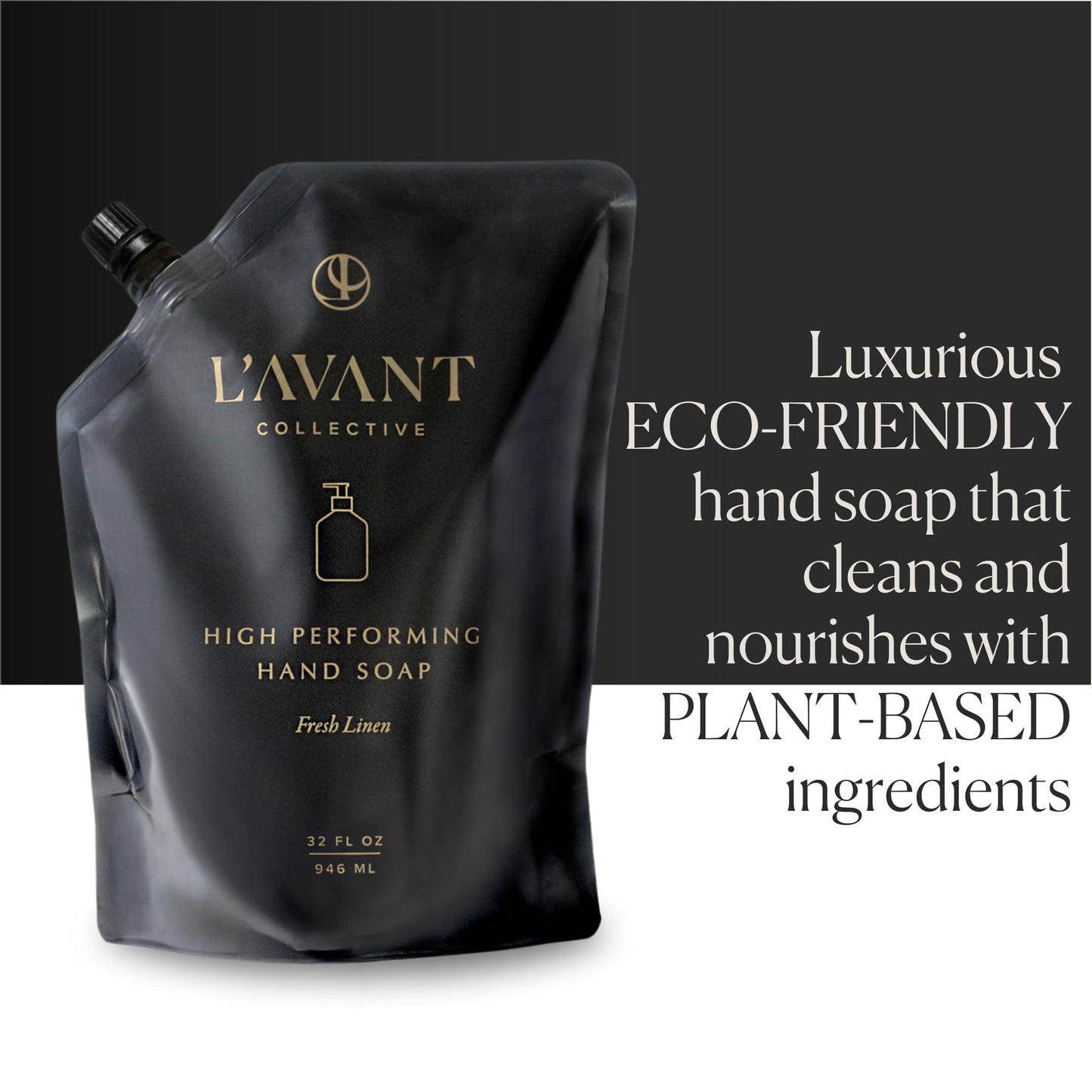 L'AVANT Collective Natural Luxury Hand Soap Refill | Plant-Based, Non-Toxic & Moisturizing, Refill for Glass Bottle, 32 Fl Oz | Fresh Linen
