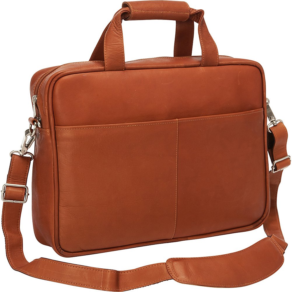 Piel Leather Slim Top-Zip Briefcase, Black, One Size