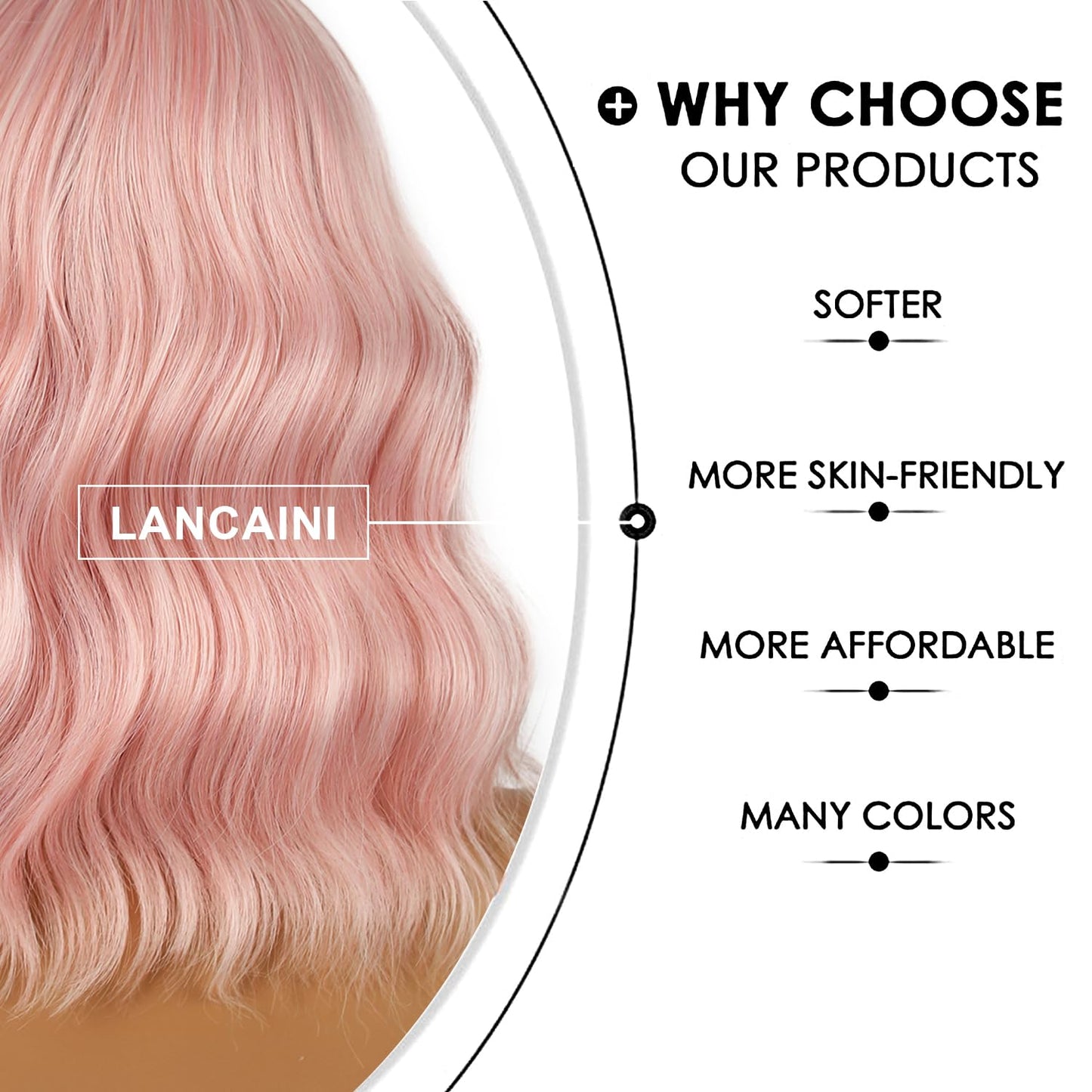 LANCAINI Short Bob Wigs with Bangs for Women Loose Wavy Wig Curly Wavy Shoulder Length Bob Synthetic Cosplay Wig for Girl Colorful Costume Wigs (Peach Beauty and Personal Care LANCAINI
