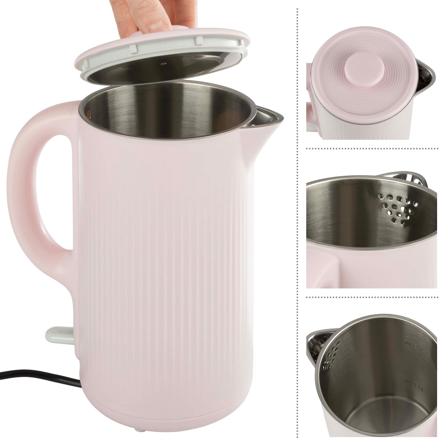 Electric Kettle - Auto-Off Rapid Boil Water Heater with Stainless-Steel Interior and Double Wall Construction by Classic Cuisine (Pink)