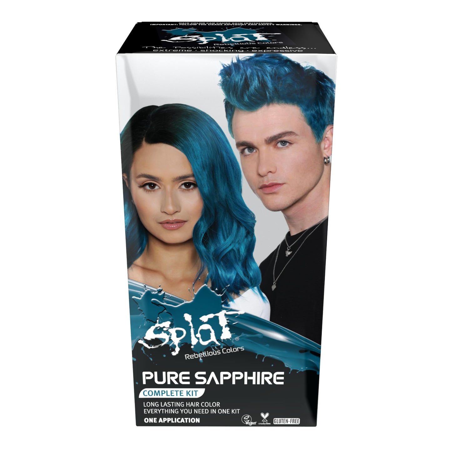 Splat Pure Sapphire Semi Permanent Hair Dye Kit with Bleach, 1 Application, Includes Blue Hair Dye, Oxide & Bleach Powder, Vegan & Cruelty Free Hair