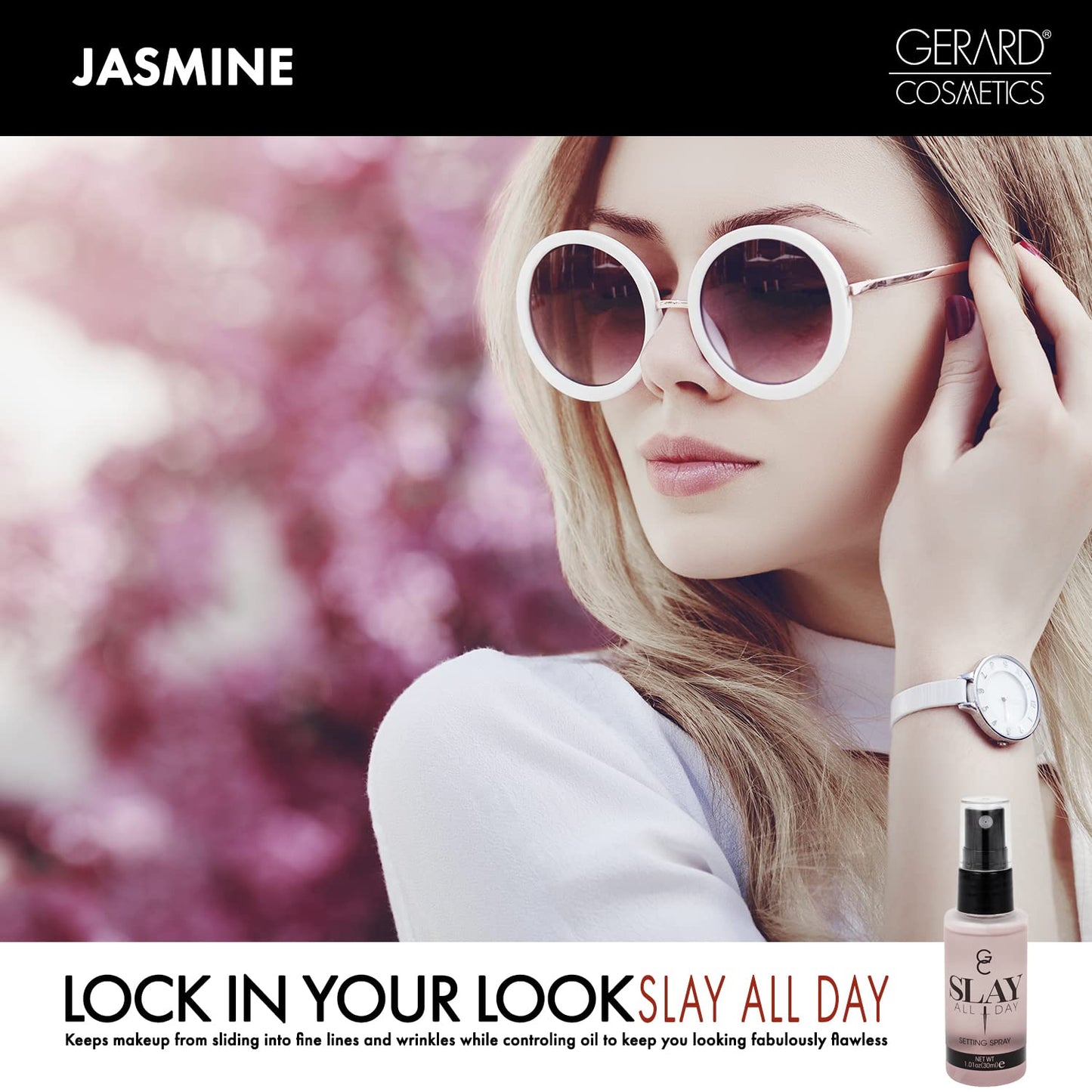 Gerard Cosmetics Makeup Setting Spray Mini (Jasmine), Slay All Day Scented Makeup Finishing Spray, Oil Control, Matte Finish, Cruelty Free, Made USA