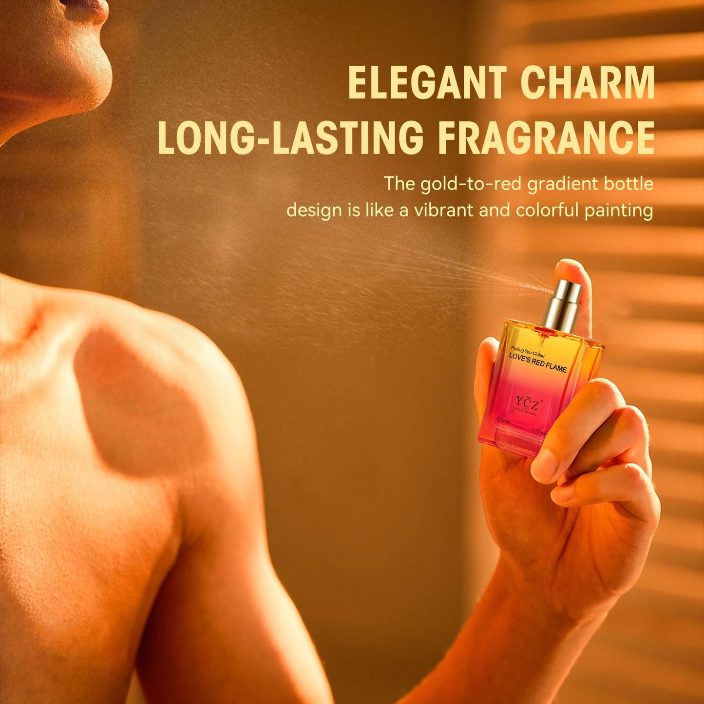 Ycz LOVE'S RED FLAME Men's Perfume 1.7 oz, Gradient Red Flame Bottle for Passionate Love Perfume, Spicy Woody Signature Long-Lasting Fragrance - Ideal Beauty and Personal Care Ycz