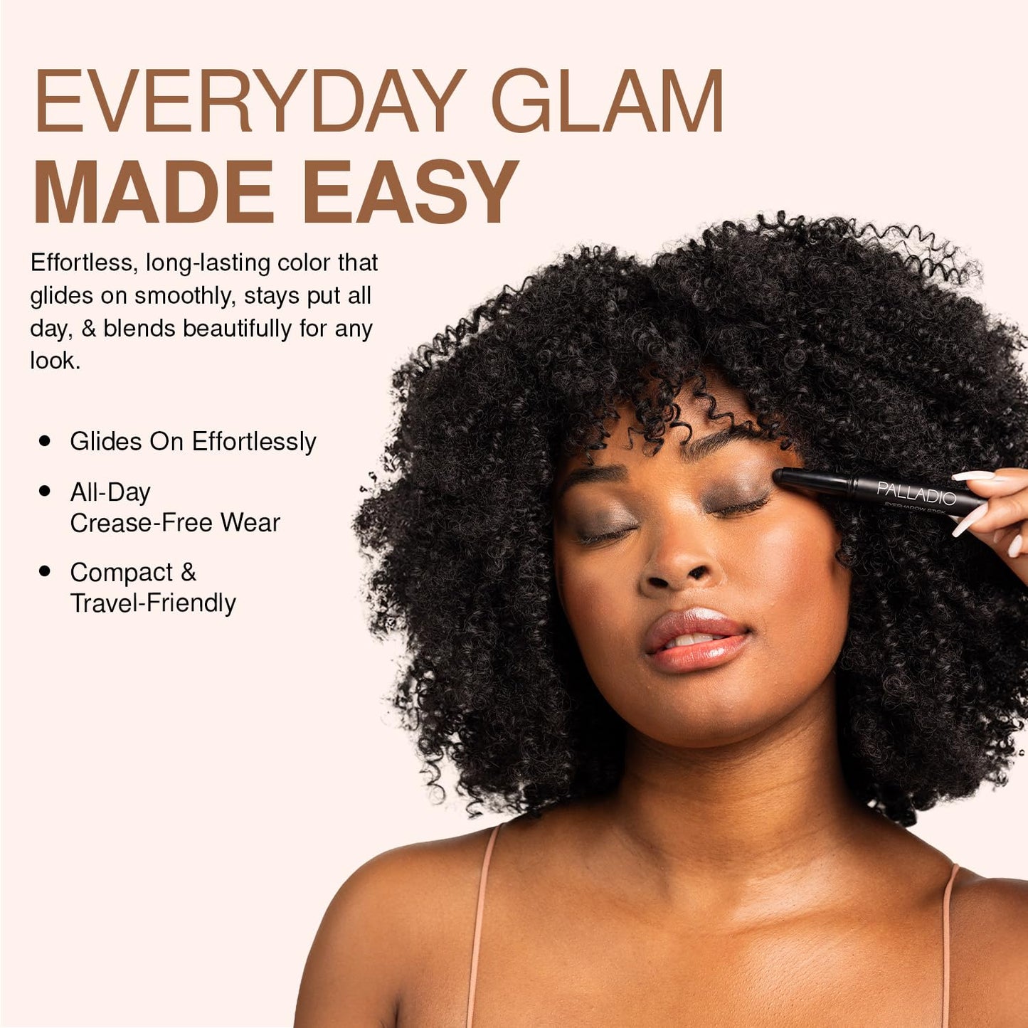 Palladio Waterproof Eyeshadow Stick with Blending Sponge, Long Lasting & Effortless Application, Smudge Free & Crease Proof Formula, Matte & Shimmer