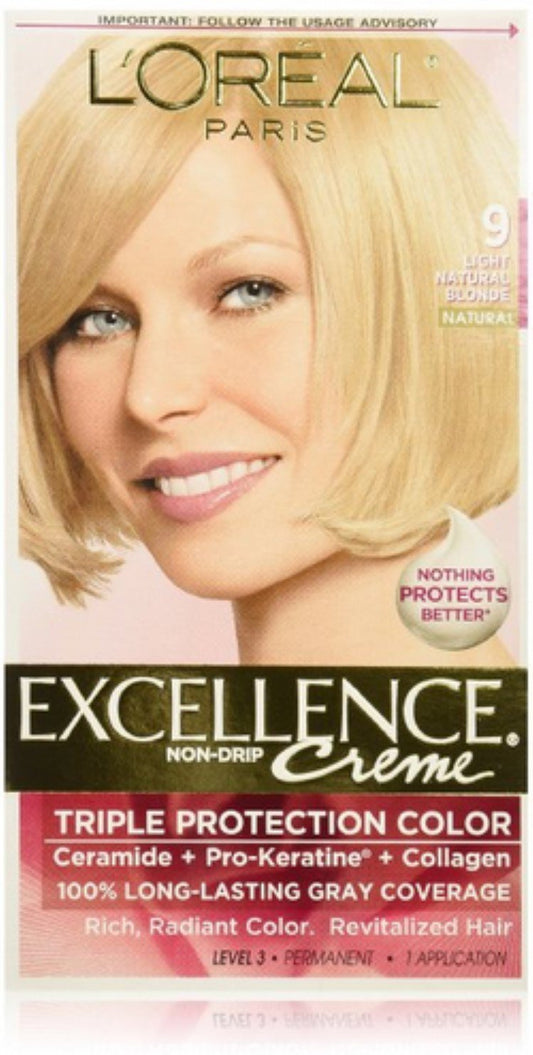 L'Oreal Paris Excellence Creme Haircolor, Light Natural Blonde [9] 1 ea (Pack of 6)